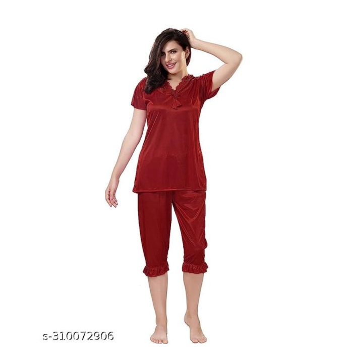 Women Night Suit (Maroon, S)