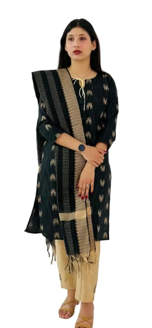 Women's Kurti with Pant And Dupatta-  Dark green