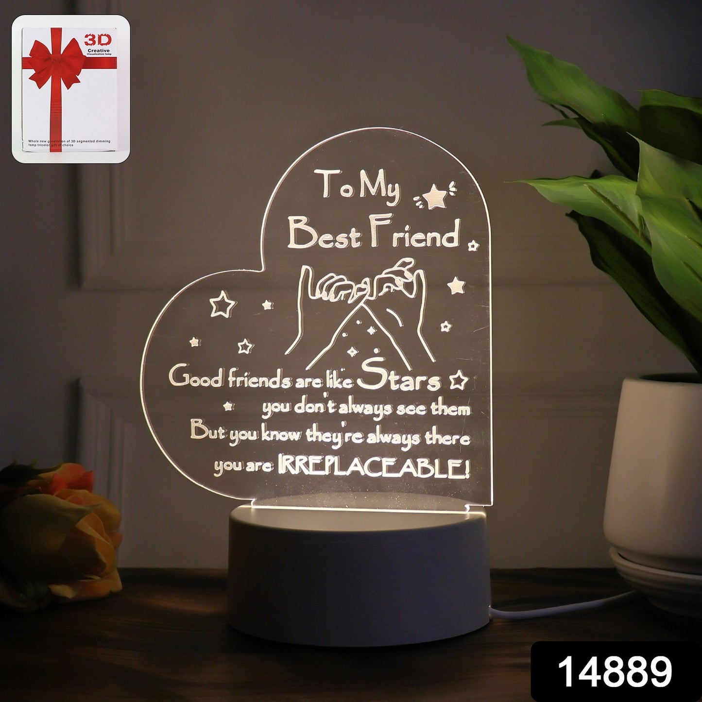 Heart Shape 3d Led Acrylic Night Lamp (1 Pc)