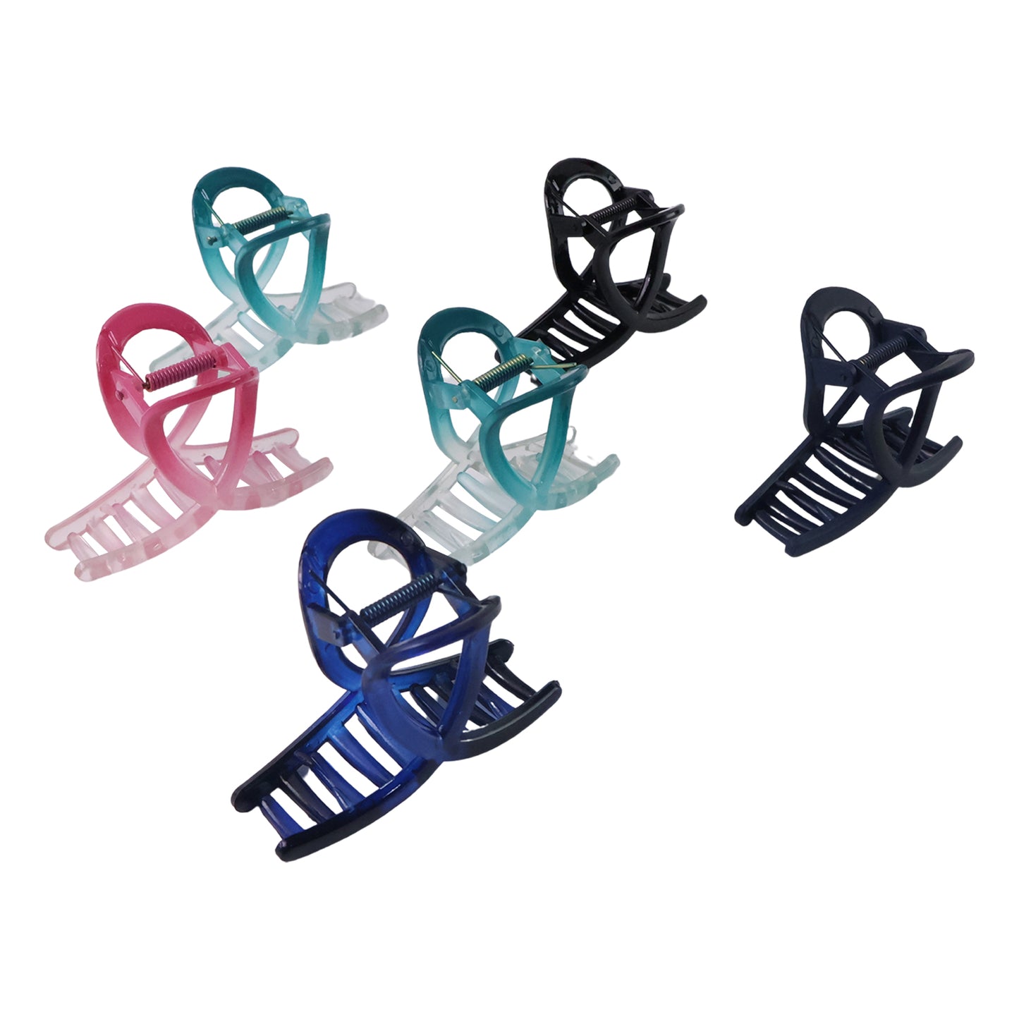 Plastic Hair Clamp Grip Simple Matte Hair Barrette Clamp (12 Pc   Mix Design)