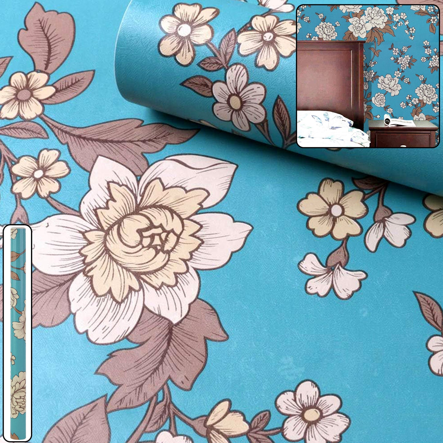 Premium Floral Decorative Wallpaper Roll 45 Cm X 1 Meter (1 Pc)