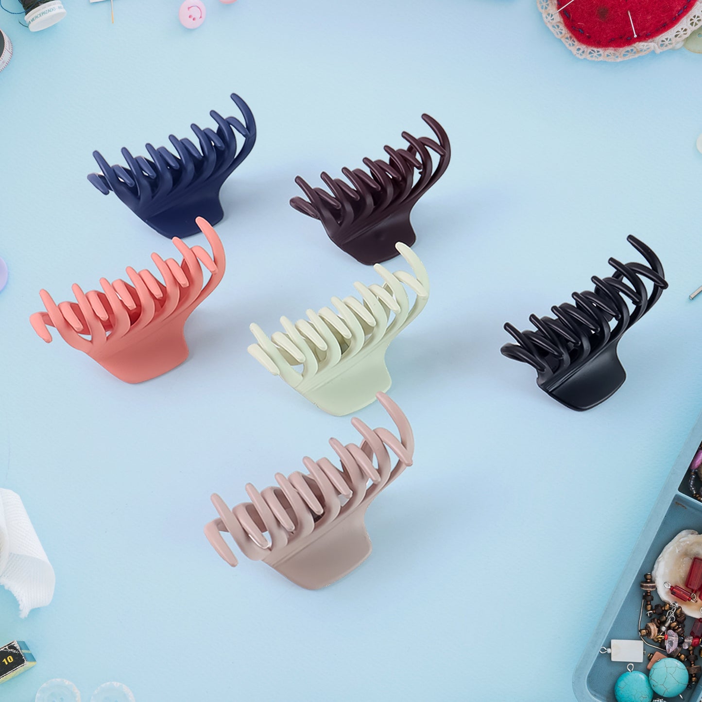 Hair Claw Clips Set For Women  Girls (Mix Design  Multicolor  12 Pc)