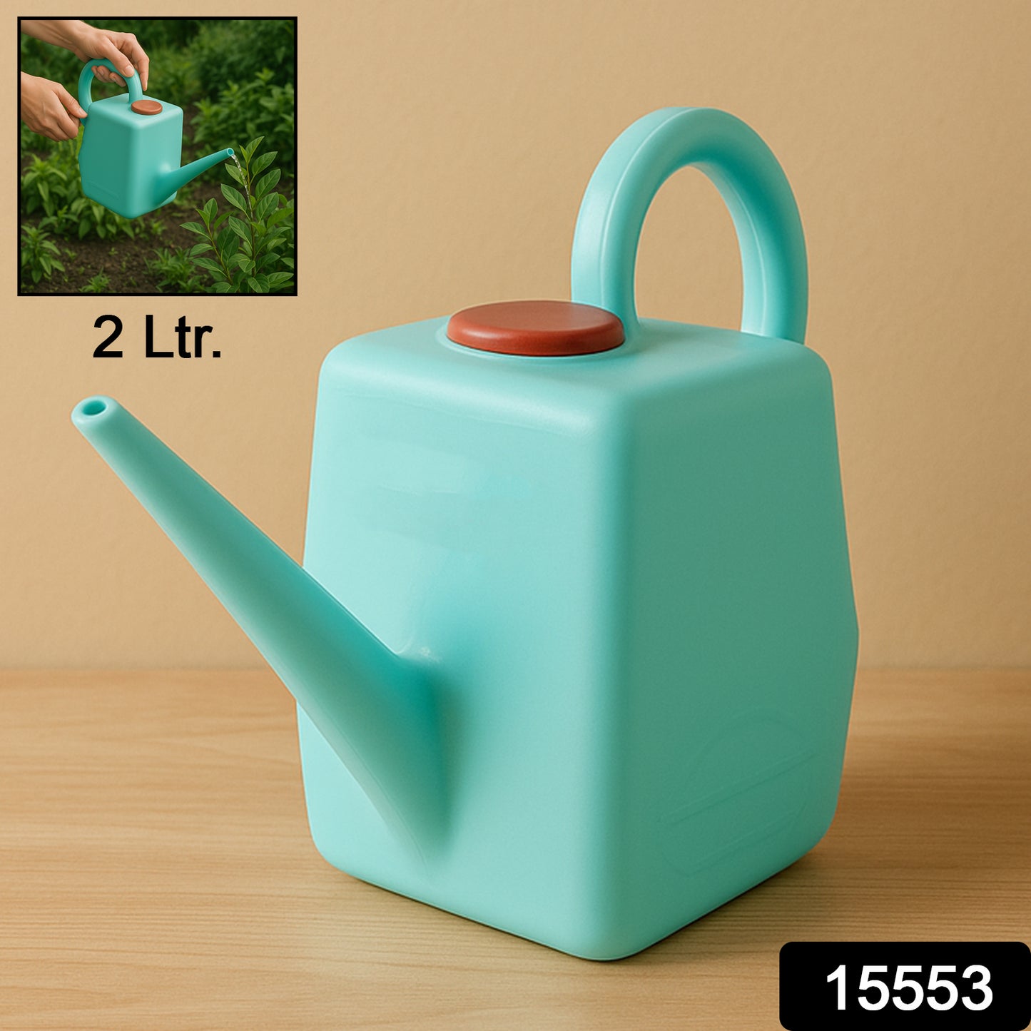 2 Litre Heavy-duty Plastic Gardening Watering Can With Long Spout  Ergonomic Handle
