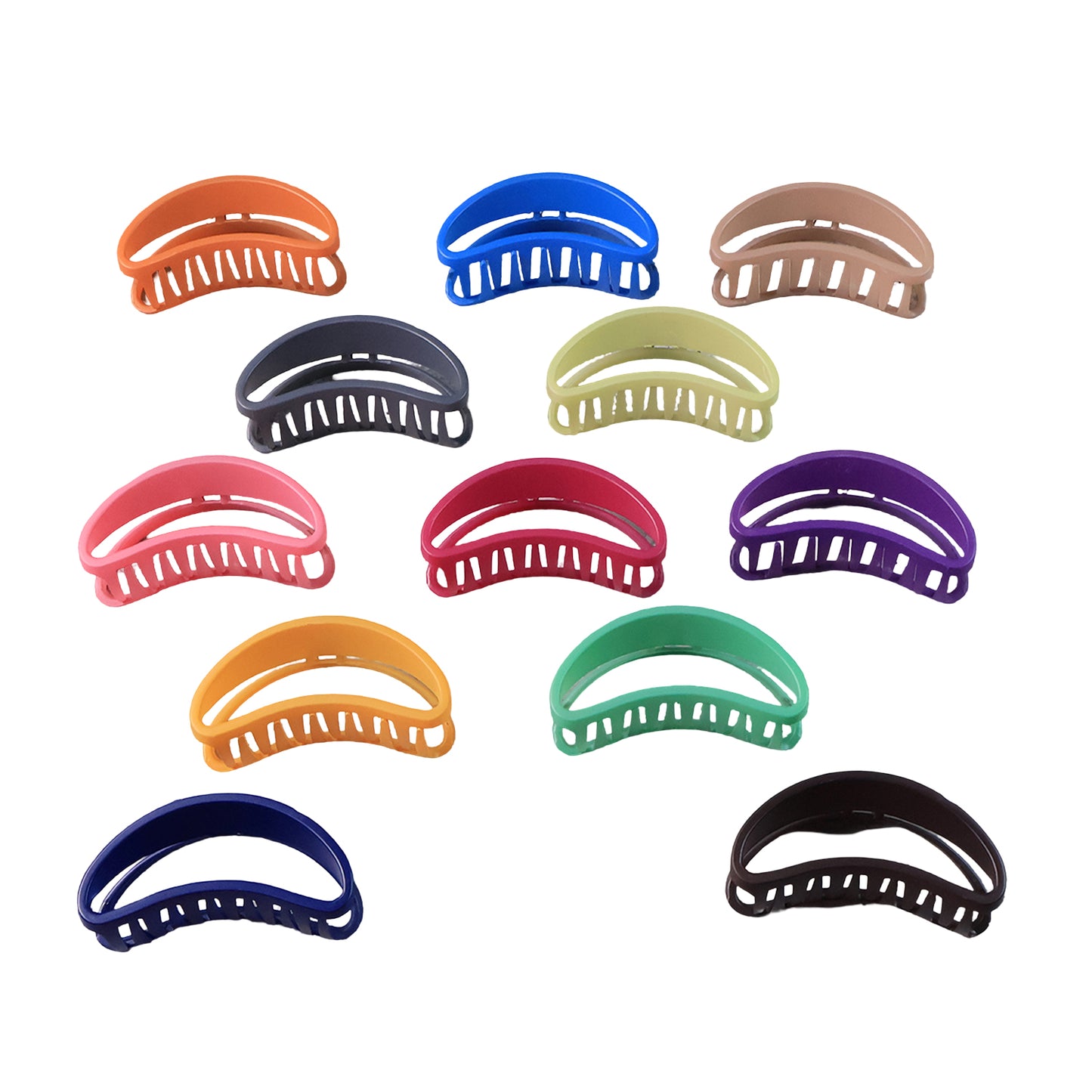 Plastic Hair Clamp Grip Simple Matte Hair Barrette Clamp (12 Pc)