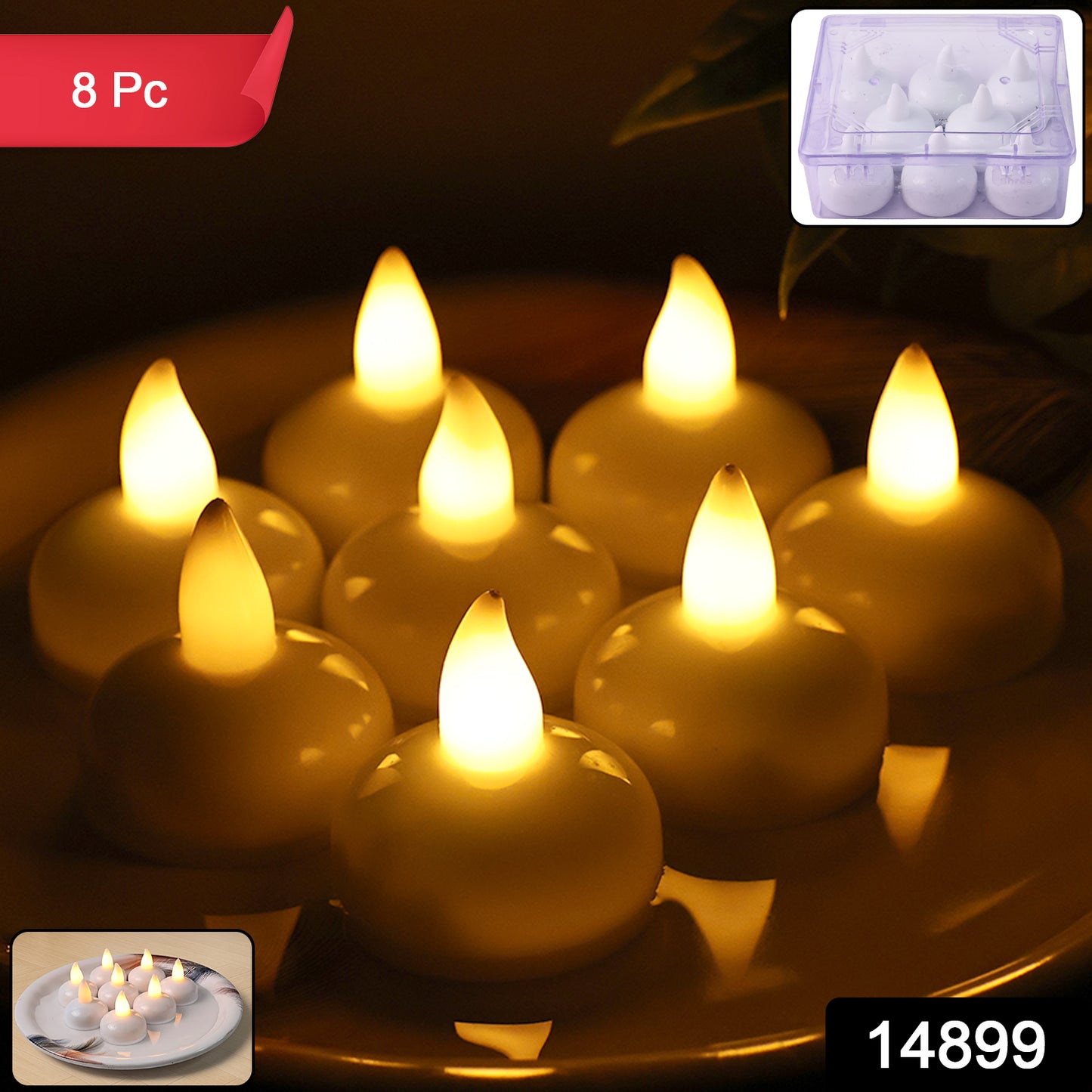 Round Led Flameless Tealight Candles - (8 Pc)